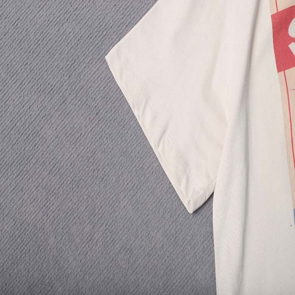 Vintage Portrait Print & Red Slogan Short Sleeve Cream - Picture 10 of 11